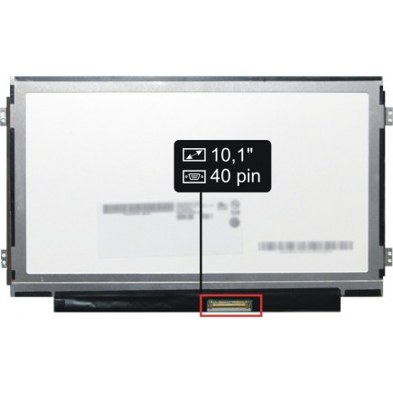 Screen for the MSI U180-221US laptop LCD 10,1“ 40pin WSVGA LED Slim - Matte