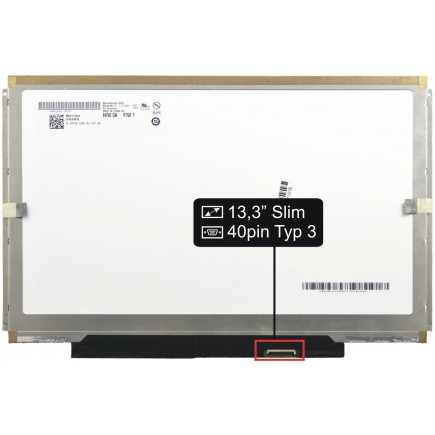 Screen for the N133I5-L02 Kompatibilní laptop LCD 13,3“ 40pin WXGA LED Slim - Matte